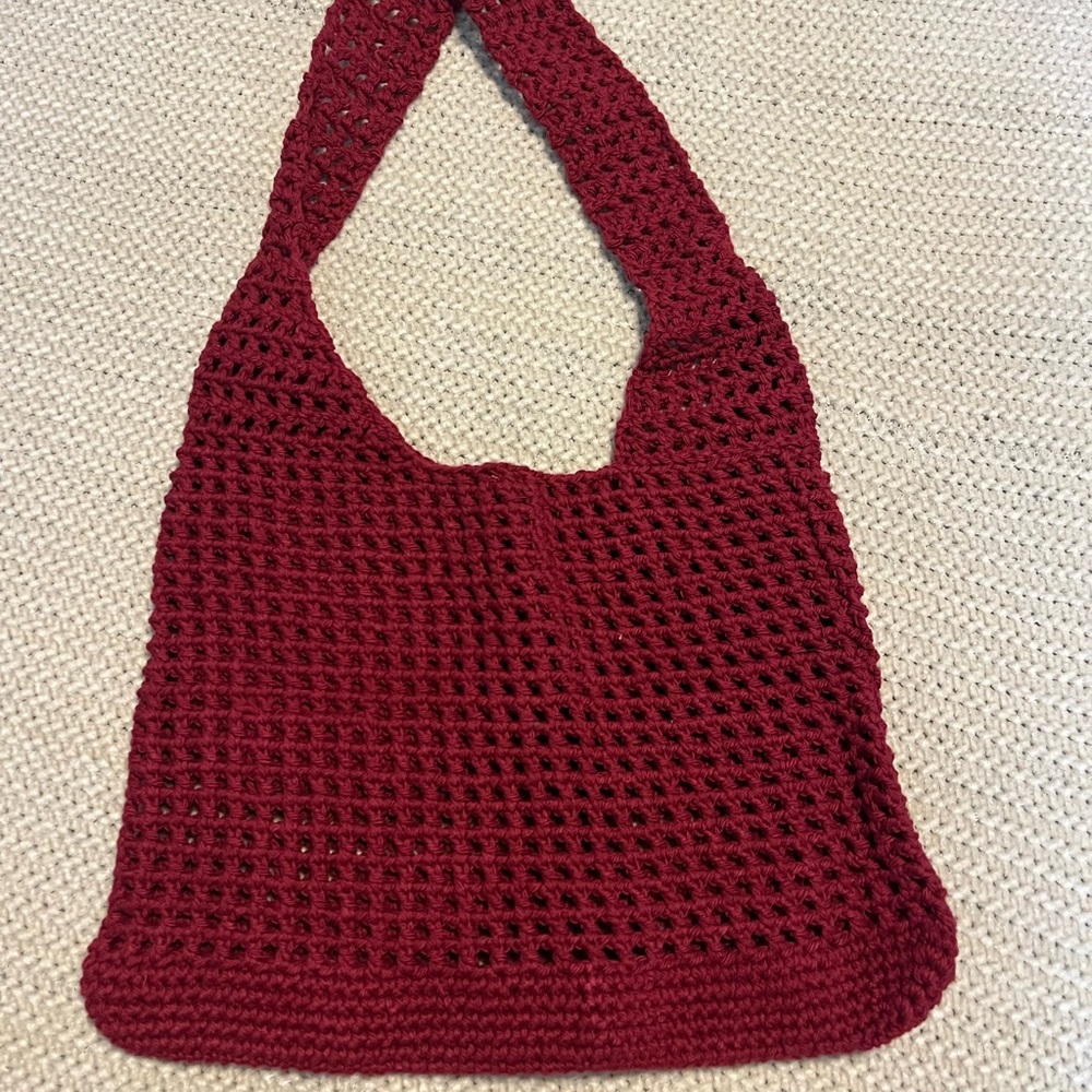 Elegant Red Crochet Shoulder Bag